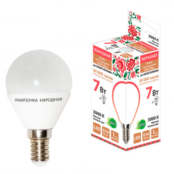 Лампа светодиодная TDM FG45-7 Вт-230 В-3000 К–E14 Народная - Светильники - Лампы - Магазин электрооборудования для дома ТурбоВольт